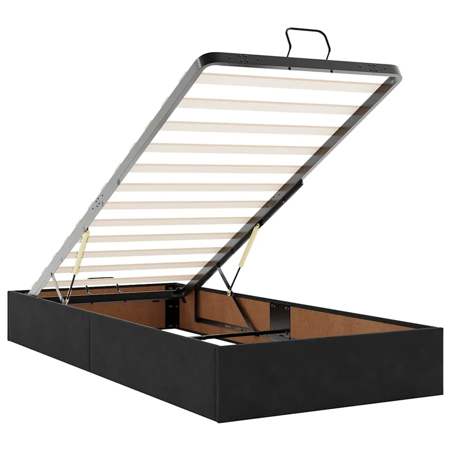 Cadre de lit ottoman avec matelas noir 200x200cm velours - 13