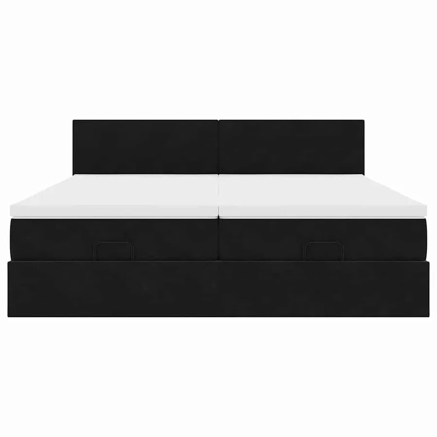 Cadre de lit ottoman avec matelas noir 200x200cm velours - 8