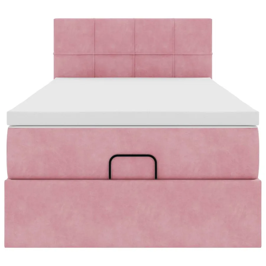 Cadre de lit ottoman avec matelas rose 100x200 cm velours - 5