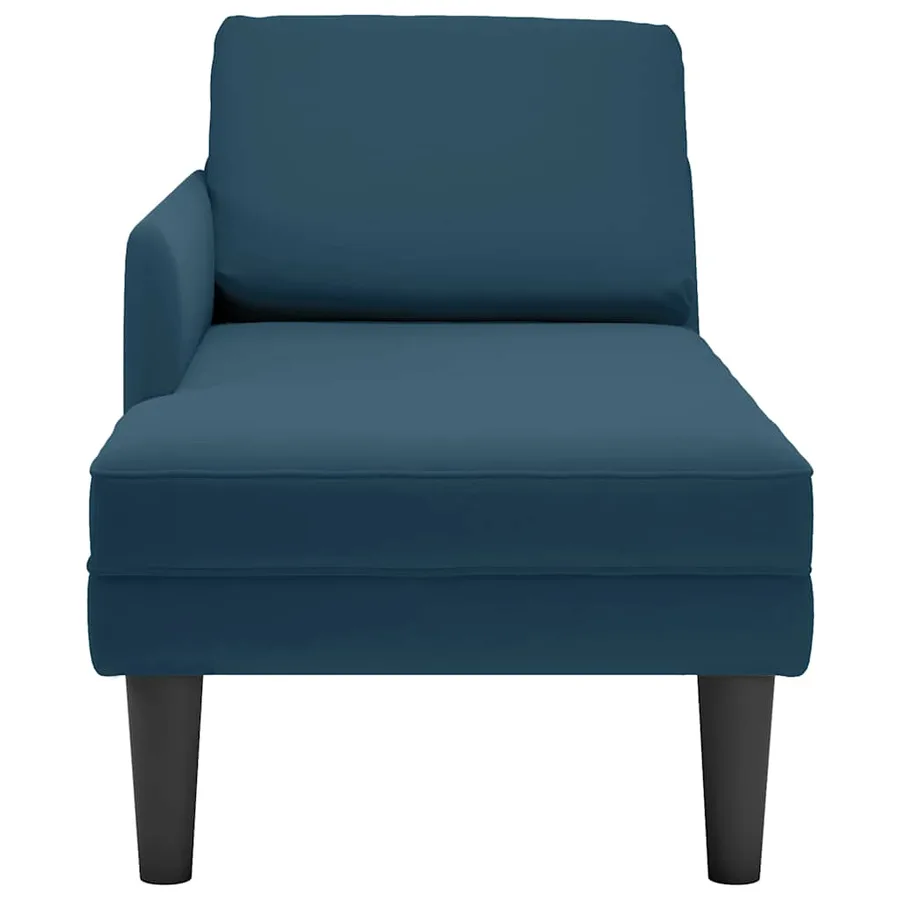Fauteuil long avec coussin et accoudoir droit bleu velours - 4