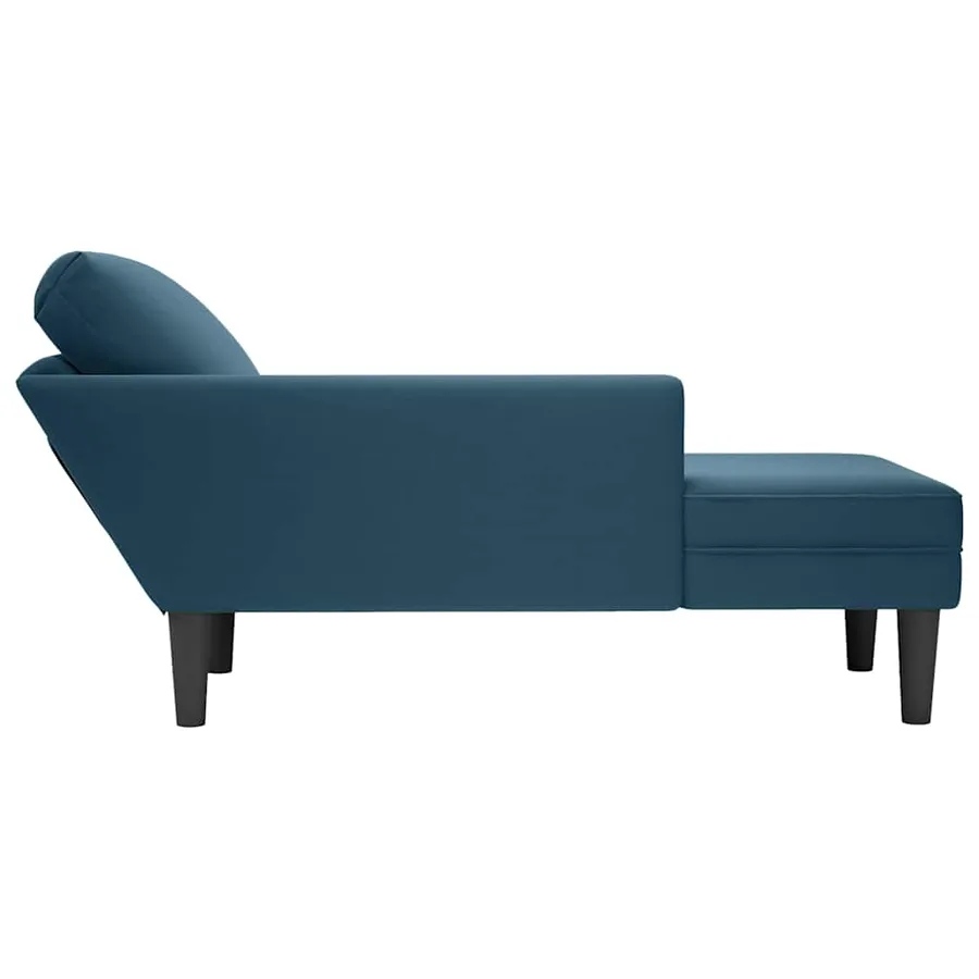 Fauteuil long avec coussin et accoudoir droit bleu velours - 5