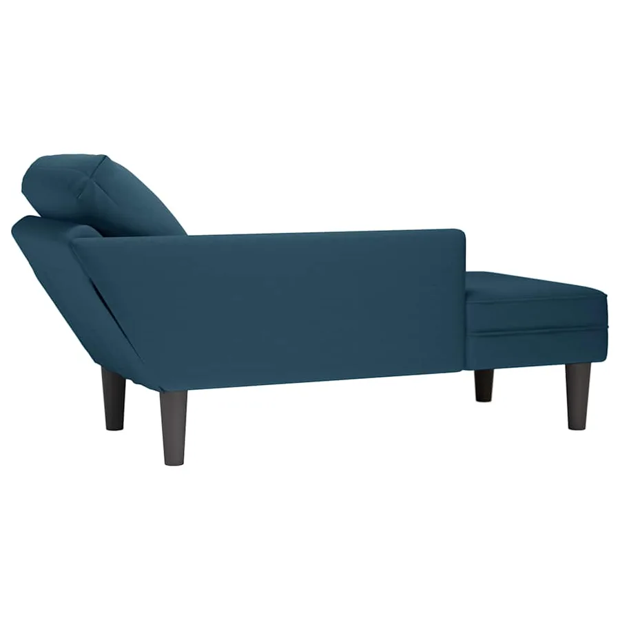 Fauteuil long avec coussin et accoudoir droit bleu velours - 6