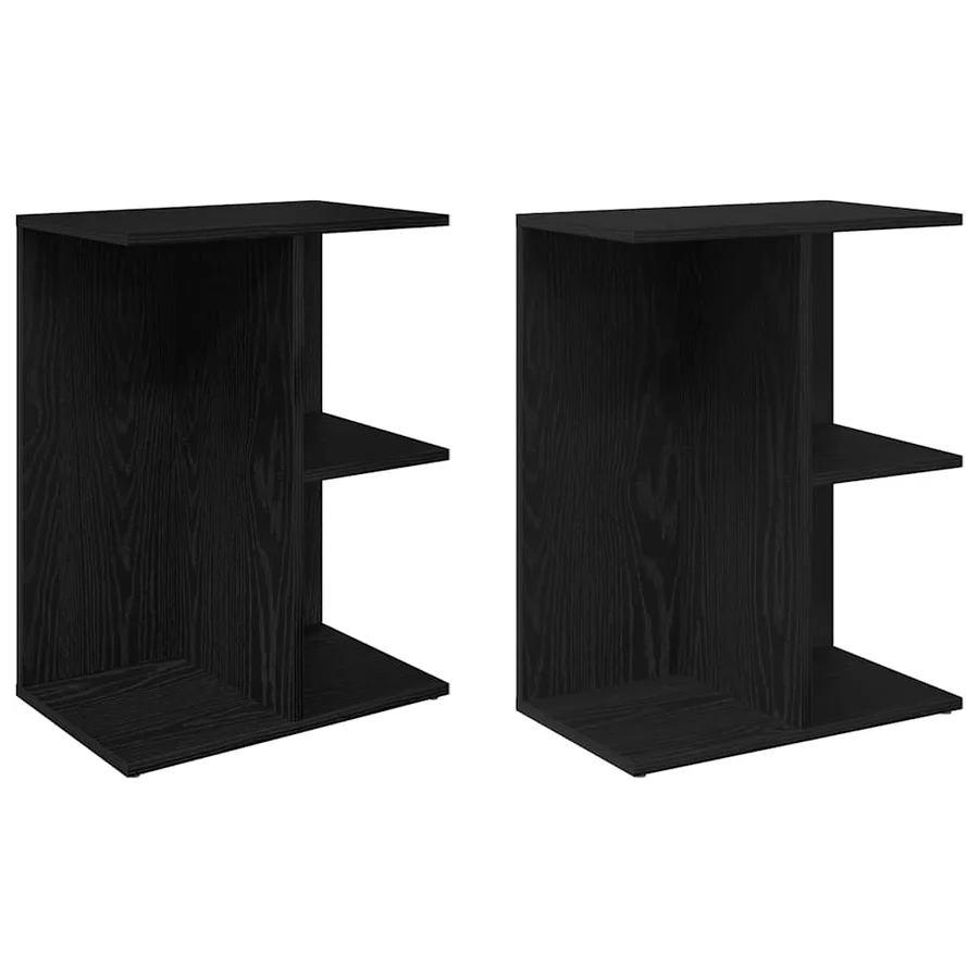 Tables de chevet 2 pcs chêne noir 46,5x29x61 cm bois ingénierie - 2