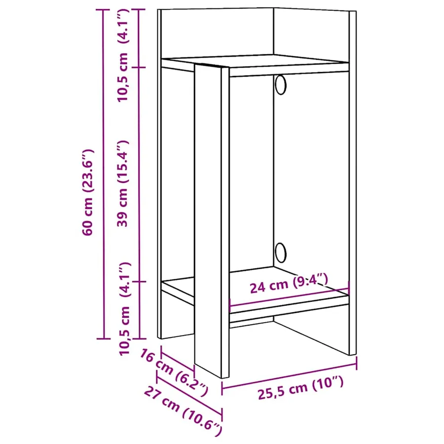 Tables d'appoint 2 pcs avec étagère blanc 25,5x27x60 cm - 9
