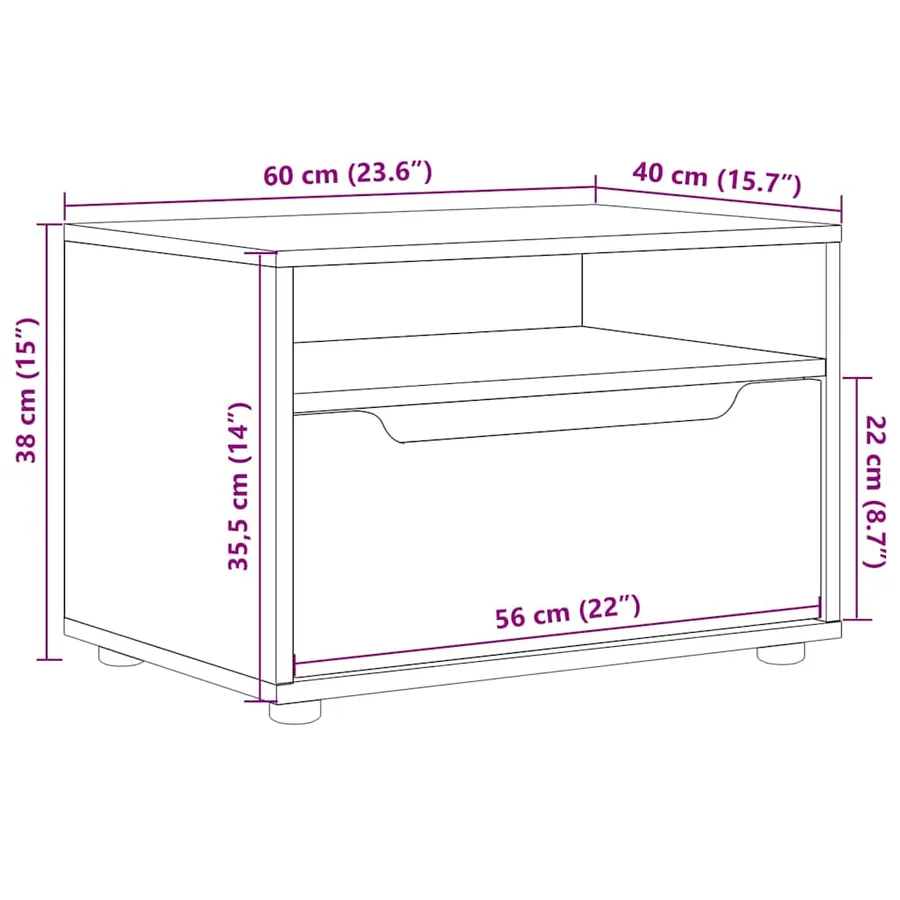 Meuble TV VISNES chêne sonoma 60x40x38 cm bois d'ingénierie - 12