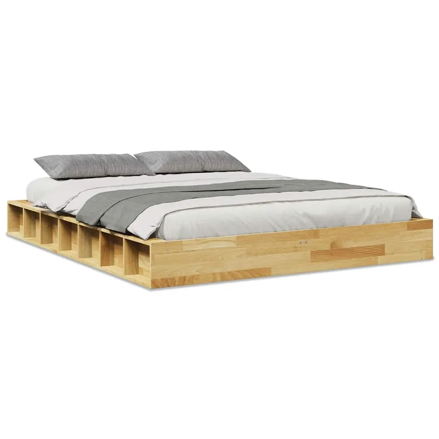 Cadre de lit sans matelas 150x200 cm bois massif de chêne - 2