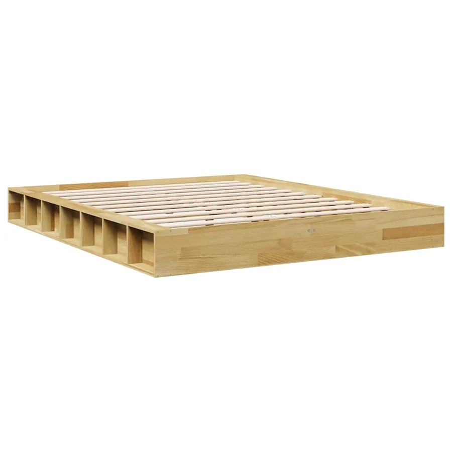 Cadre de lit sans matelas 150x200 cm bois massif de chêne - 8