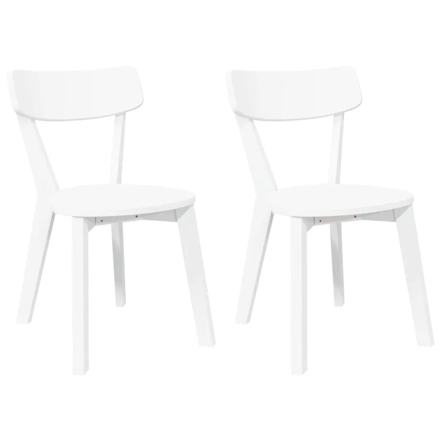 Chaises à manger 2 pcs blanc bois massif caoutchouc - 2
