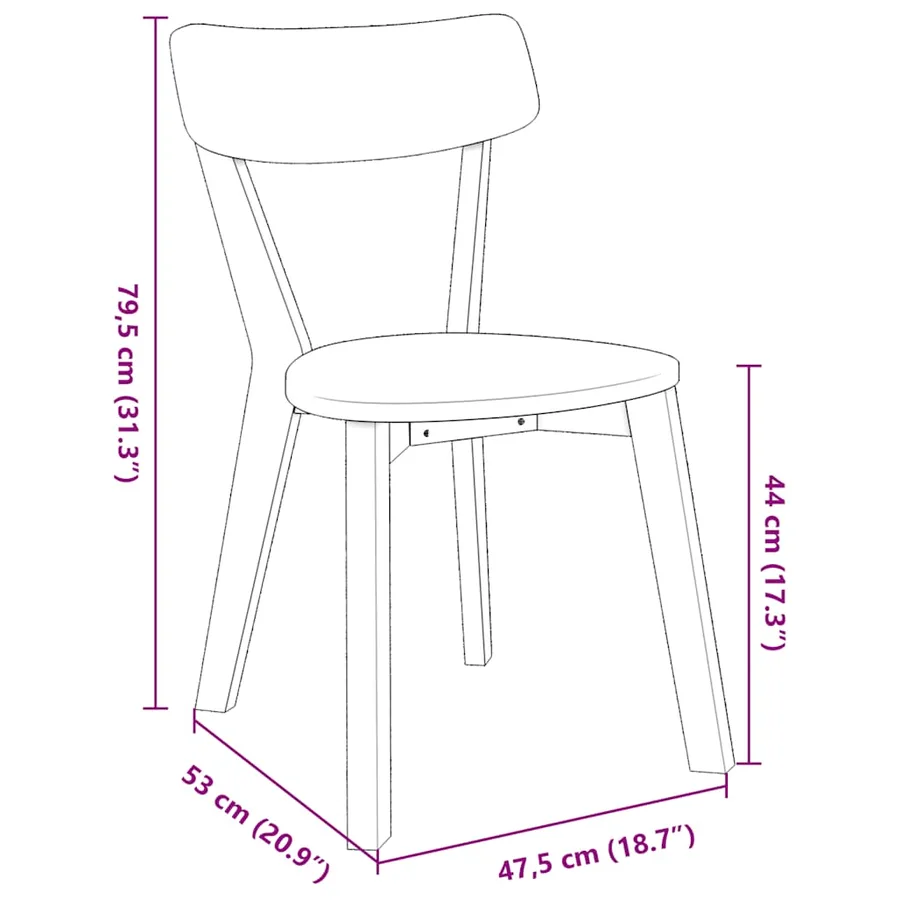 Chaises à manger 2 pcs blanc bois massif caoutchouc - 9