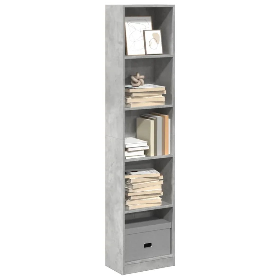 Bibliothèque gris béton 40x24x176 cm bois d'ingénierie