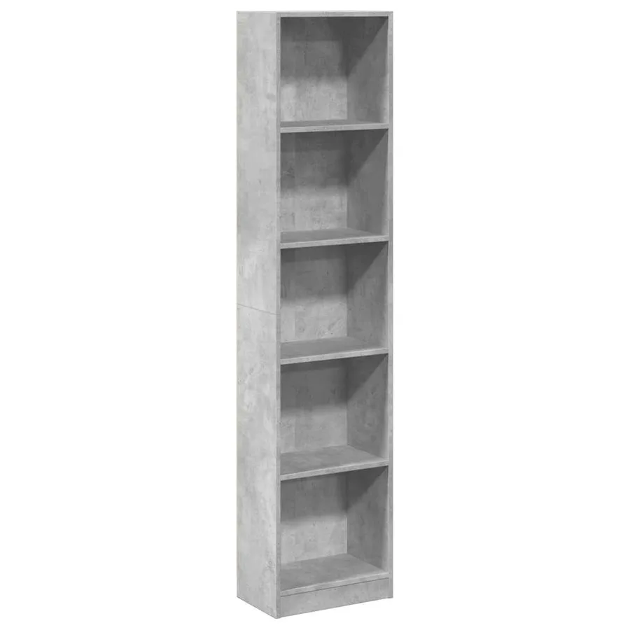 Bibliothèque gris béton 40x24x176 cm bois d'ingénierie - 2