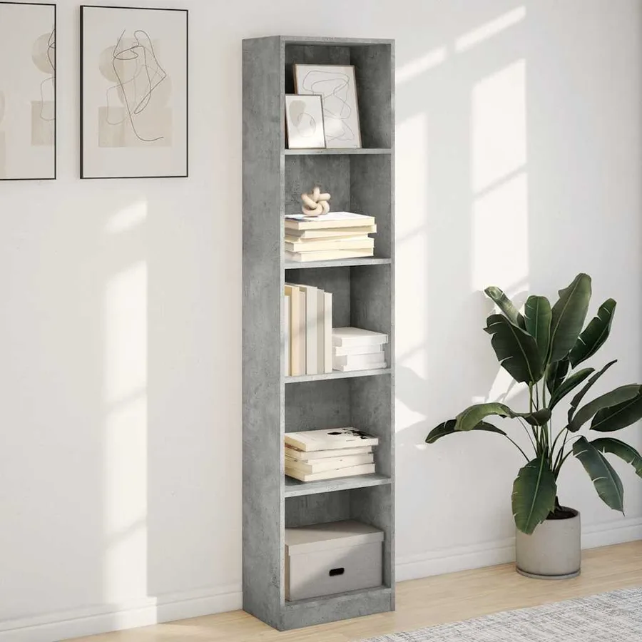 Bibliothèque gris béton 40x24x176 cm bois d'ingénierie - 3