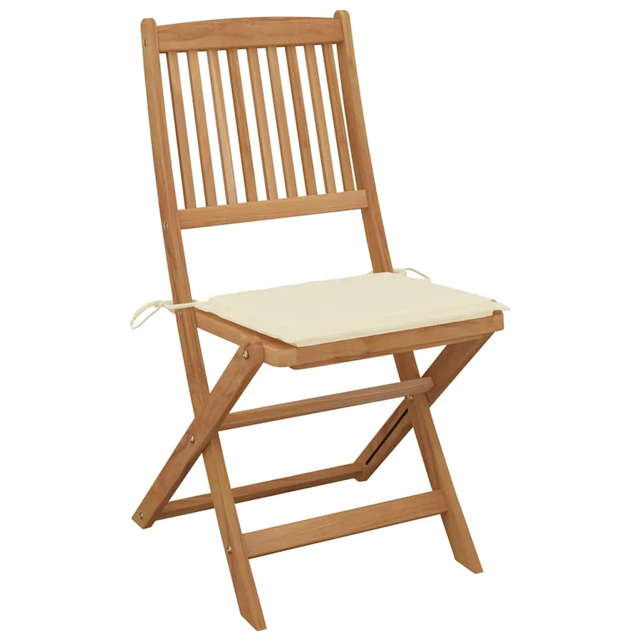 Chaises pliables de jardin lot de 6 avec coussins Bois d'acacia - 3