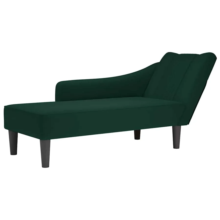 Fauteuil long avec accoudoir droit vert foncé velours