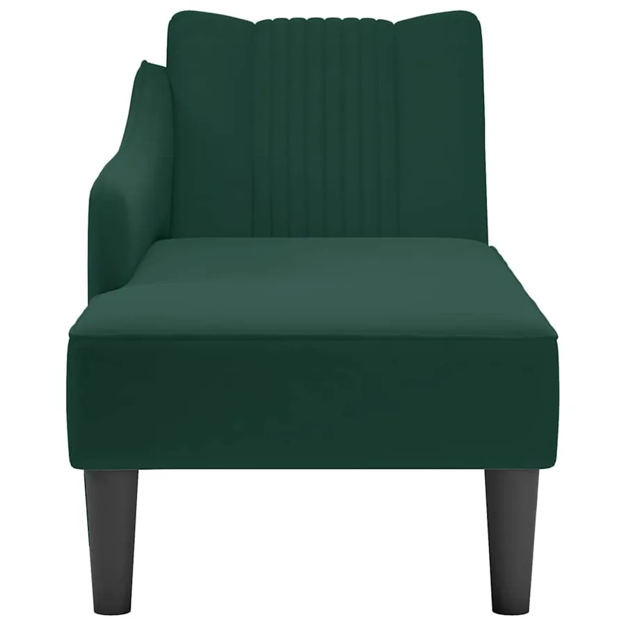 Fauteuil long avec accoudoir droit vert foncé velours - 4