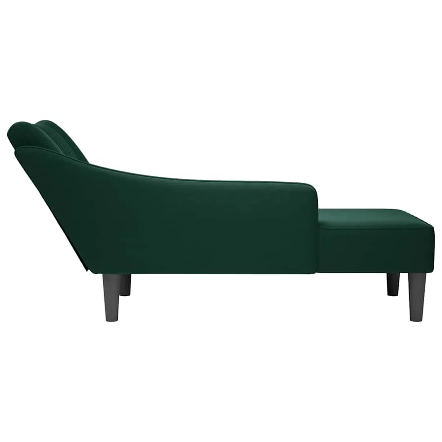 Fauteuil long avec accoudoir droit vert foncé velours - 5