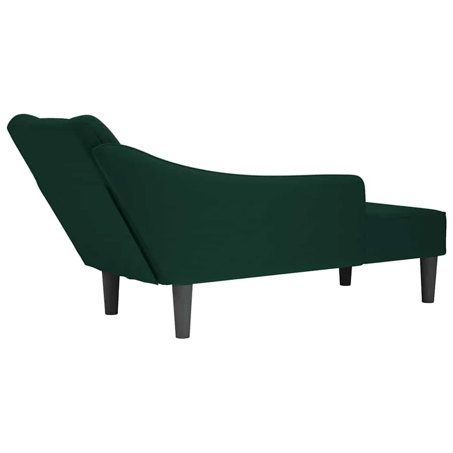 Fauteuil long avec accoudoir droit vert foncé velours - 6
