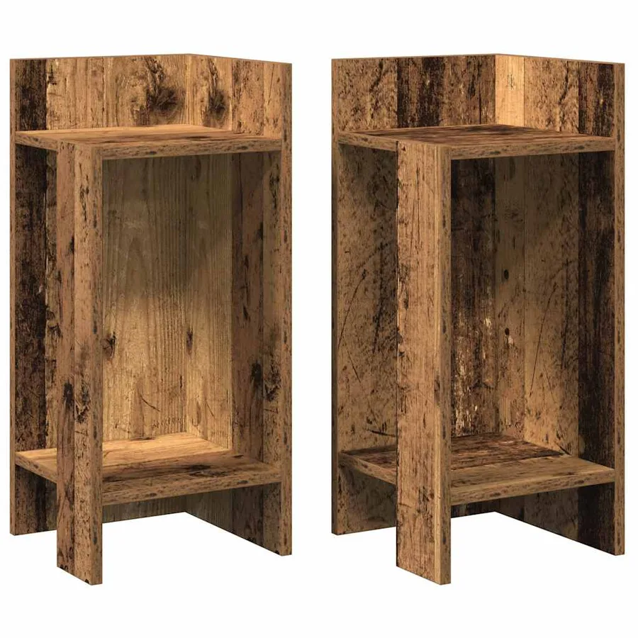 Tables d'appoint 2 pcs avec étagère vieux bois 25,5x27x60 cm - 2