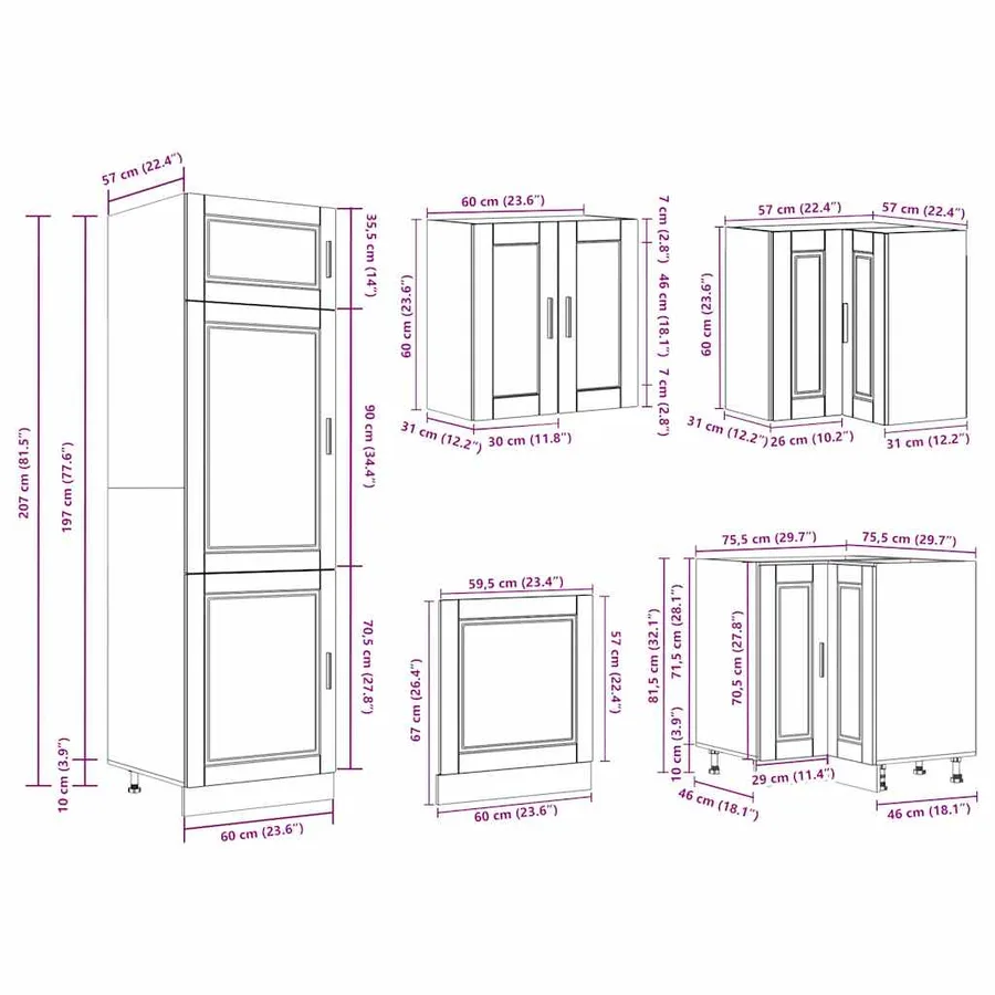 Ensemble d'armoires de cuisine 14 pcs Porto bois d'ingénierie - 11