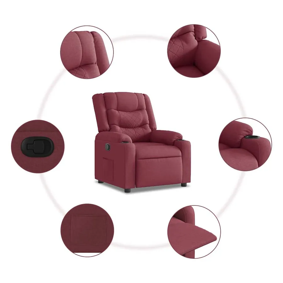 Fauteuil inclinable Rouge bordeaux Tissu - 7
