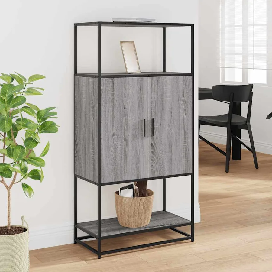 Buffet haut sonoma gris 68x35x139 cm bois d'ingénierie et métal - 3