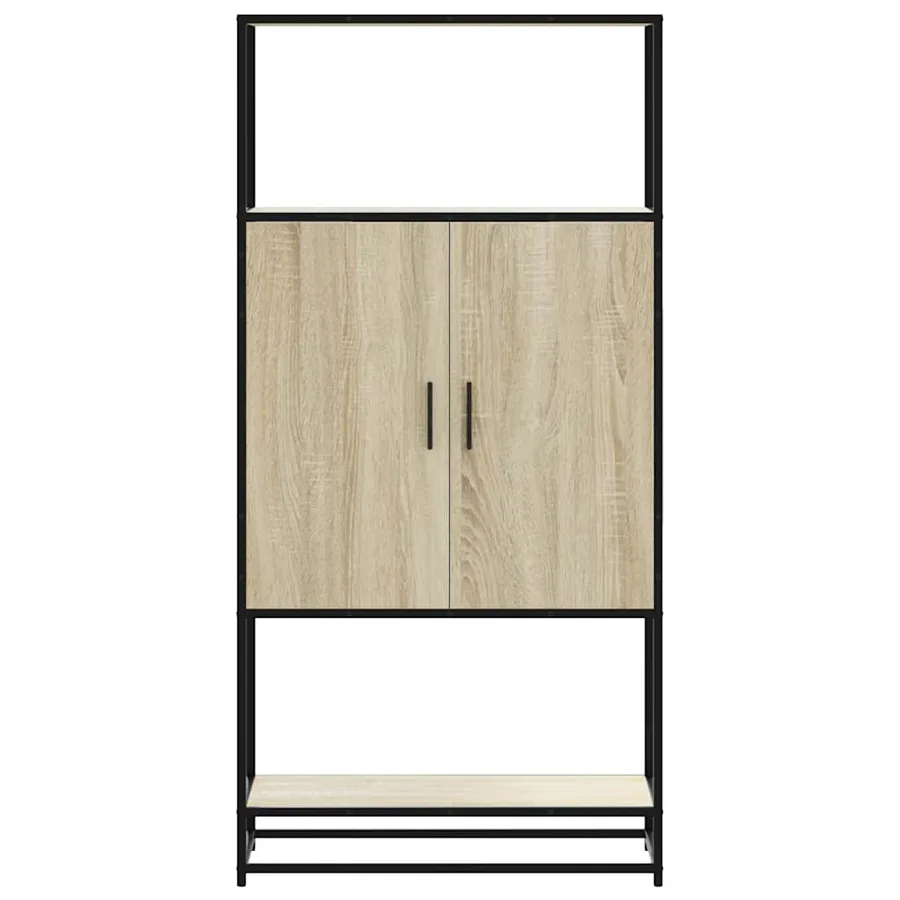 Buffet haut chêne sonoma 68x35x139 cm bois d'ingénierie métal - 4