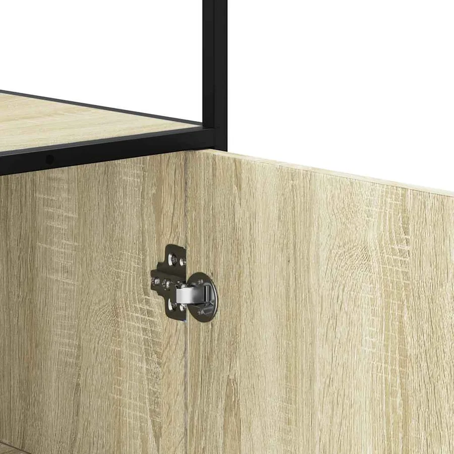 Buffet haut chêne sonoma 68x35x139 cm bois d'ingénierie métal - 8