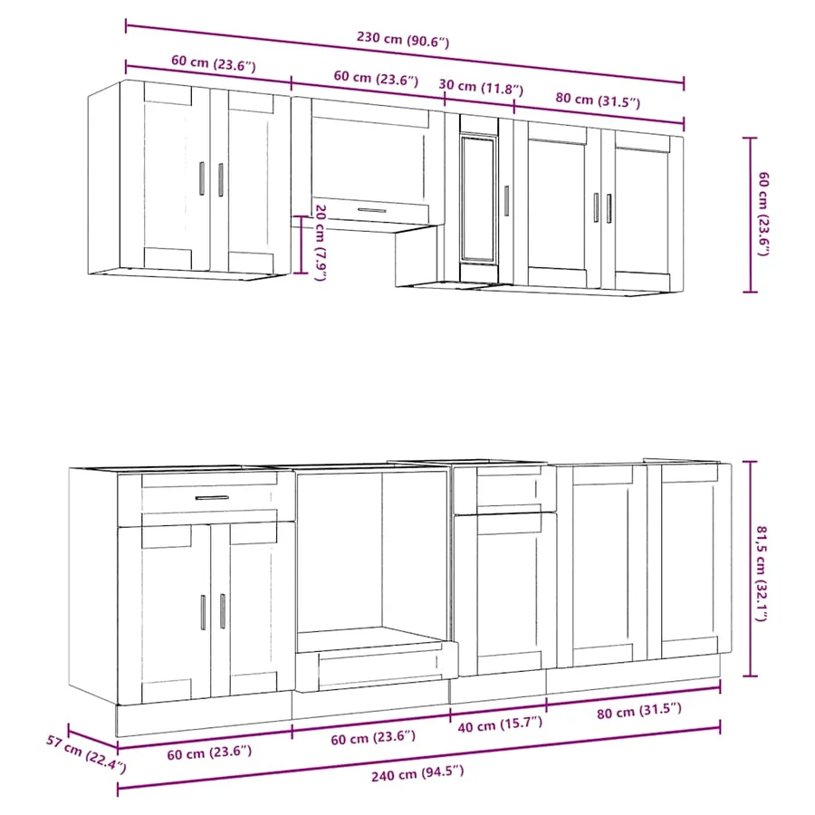 Ensemble d'armoires de cuisine 8 pcs Kalmar bois d'ingénierie - 9