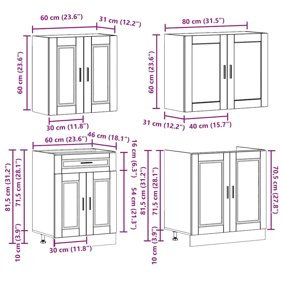 Ensemble d'armoires de cuisine 4 pcs Kalmar bois d'ingénierie - 8