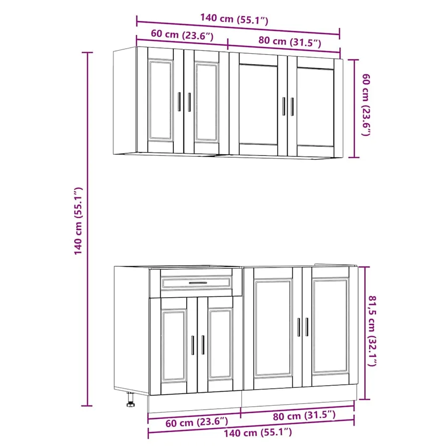 Ensemble d'armoires de cuisine 4 pcs Kalmar bois d'ingénierie - 9