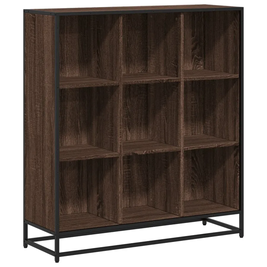 Bibliothèque chêne marron 97,5x33x107,5cm bois ingénierie métal - 2