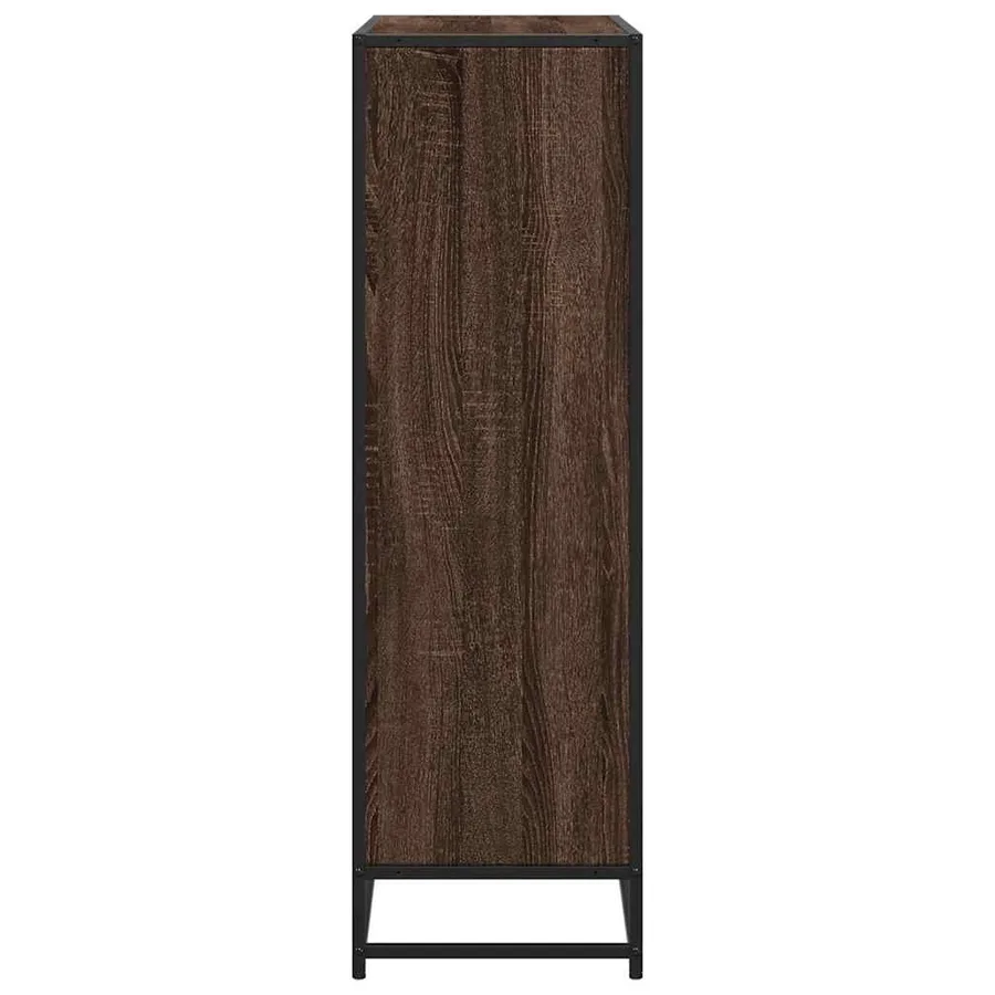 Bibliothèque chêne marron 97,5x33x107,5cm bois ingénierie métal - 5