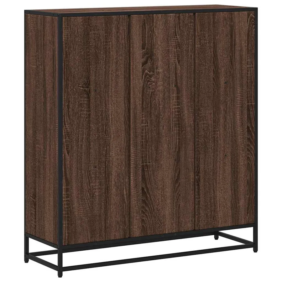 Bibliothèque chêne marron 97,5x33x107,5cm bois ingénierie métal - 6
