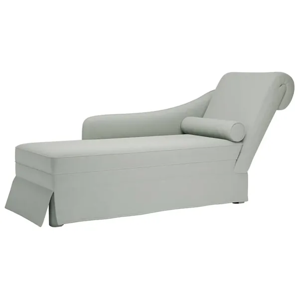 Fauteuil long et traversin accoudoir droit gris clair velours