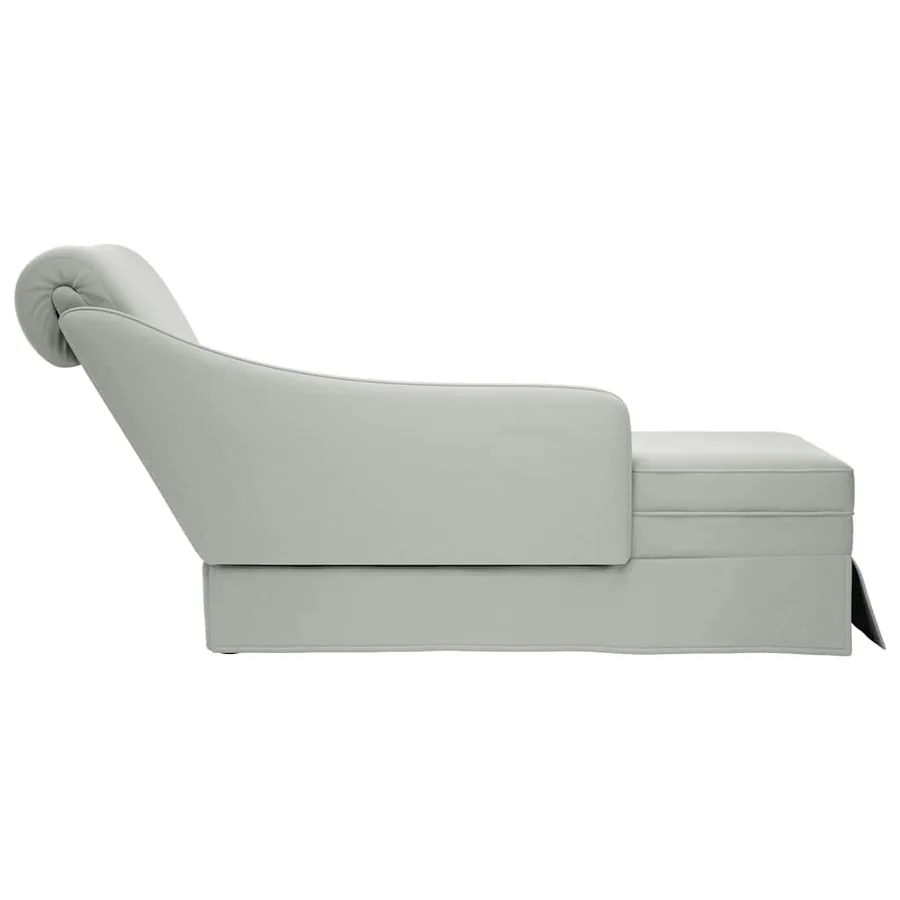 Fauteuil long et traversin accoudoir droit gris clair velours - 5