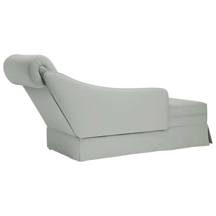Fauteuil long et traversin accoudoir droit gris clair velours - 6