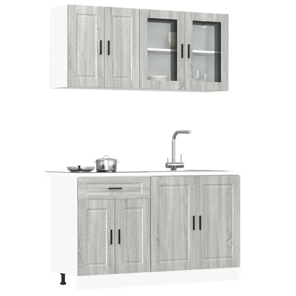 Ensemble de 4 meubles de cuisine "Porto" en bois d'ingénierie Sonoma gris