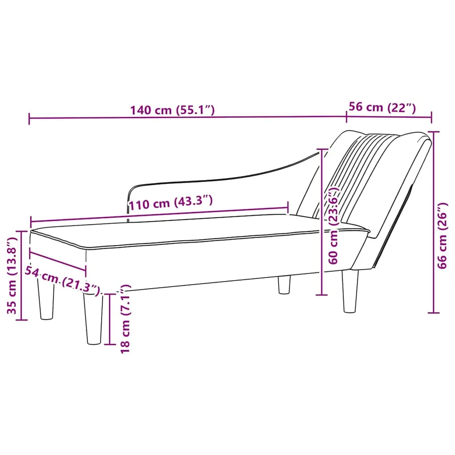 Fauteuil long avec accoudoir droit rouge bordeaux velours - 9