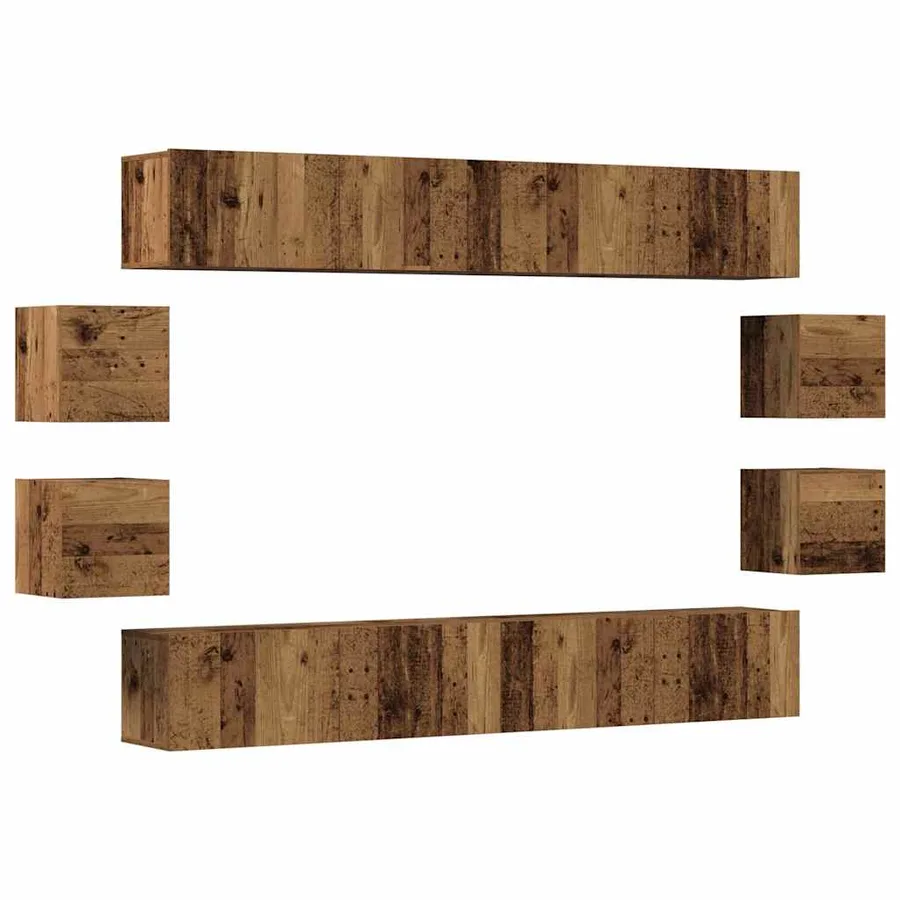 Ensemble de meuble TV mural 8 pcs vieux bois bois d'ingénierie - 2