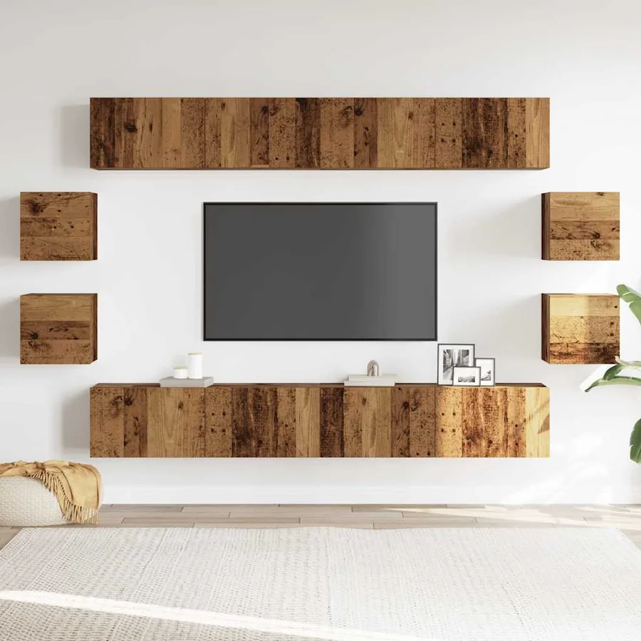 Ensemble de meuble TV mural 8 pcs vieux bois bois d'ingénierie - 3