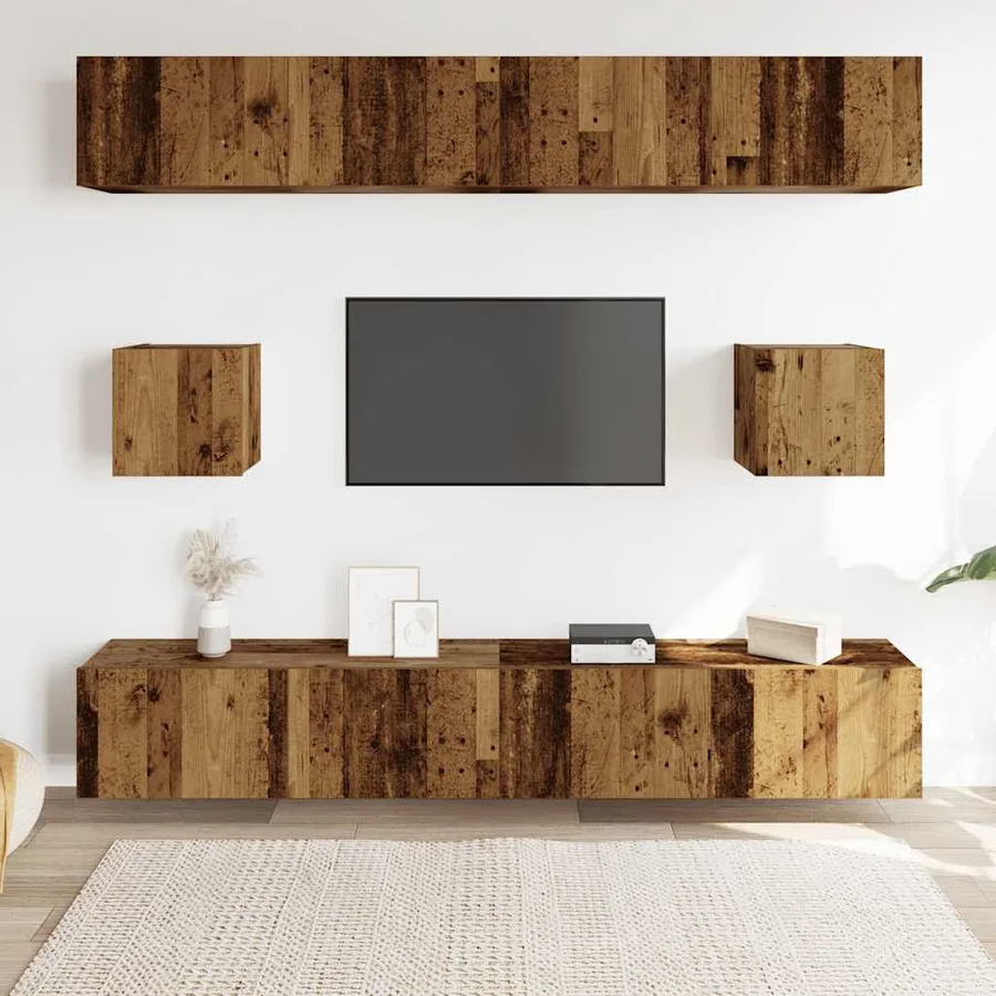 Ensemble de meuble TV mural 6 pcs vieux bois bois d'ingénierie - 3