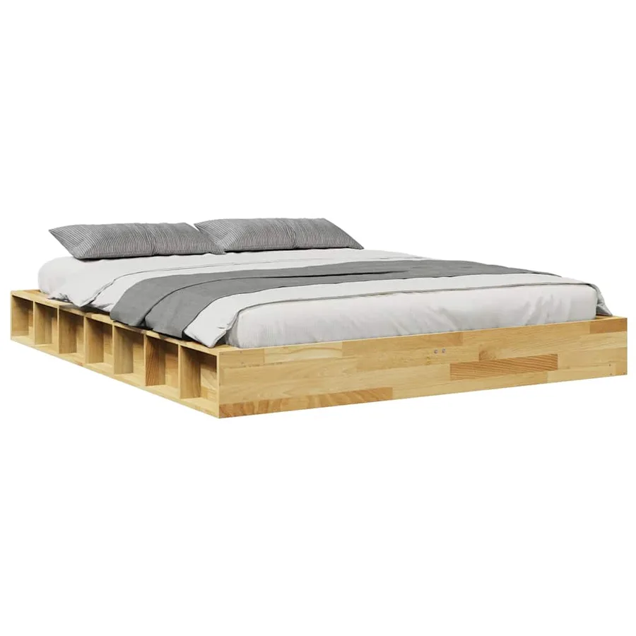 Cadre de lit sans matelas 140x190 cm bois massif de chêne - 5