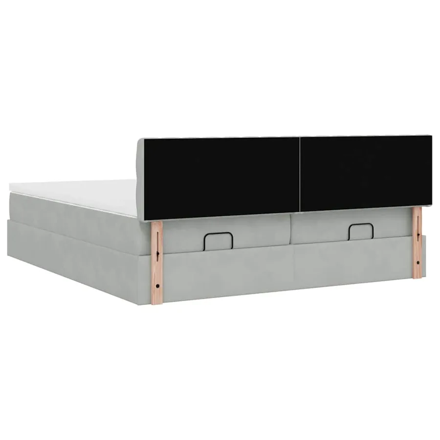 Cadre de lit ottoman avec matelas gris clair 200x200 cm velours - 12