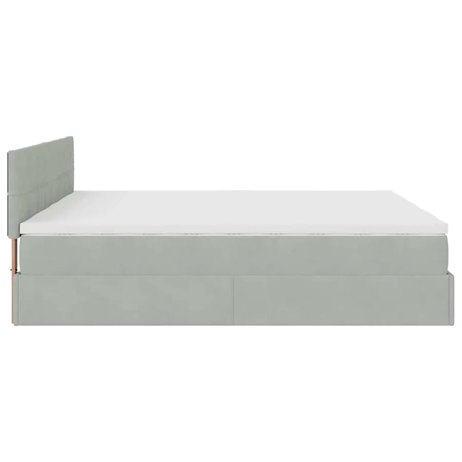 Cadre de lit ottoman avec matelas gris clair 200x200 cm velours - 10