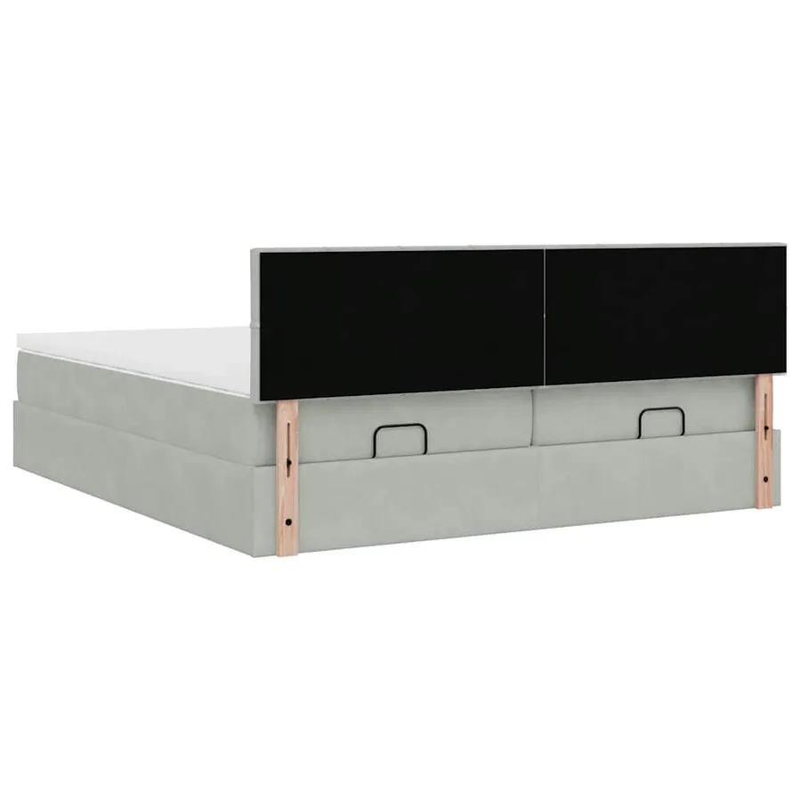 Cadre de lit ottoman avec matelas gris clair 200x200 cm velours - 11