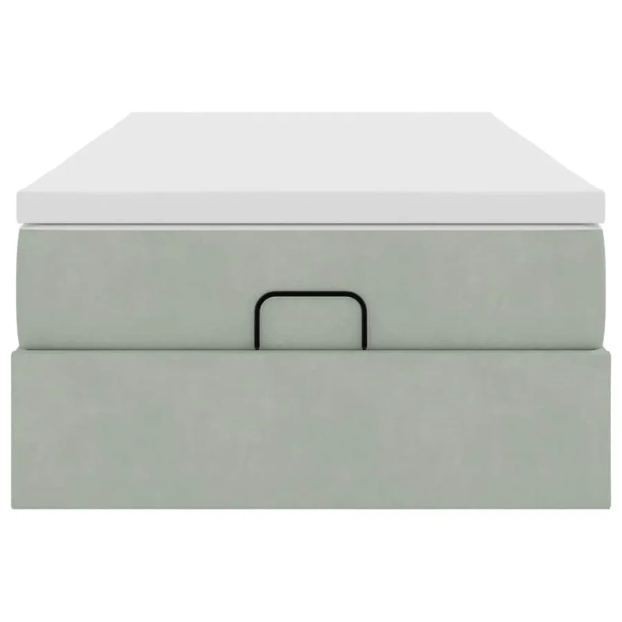 Cadre de lit ottoman et matelas gris clair 100x200 cm velours - 7