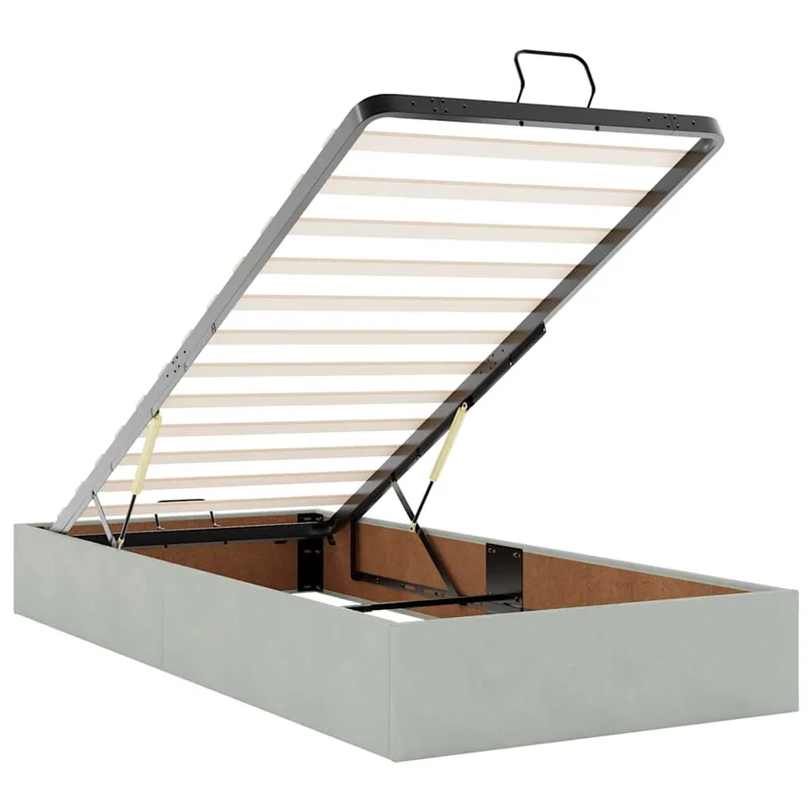 Cadre de lit ottoman et matelas gris clair 100x200 cm velours - 12