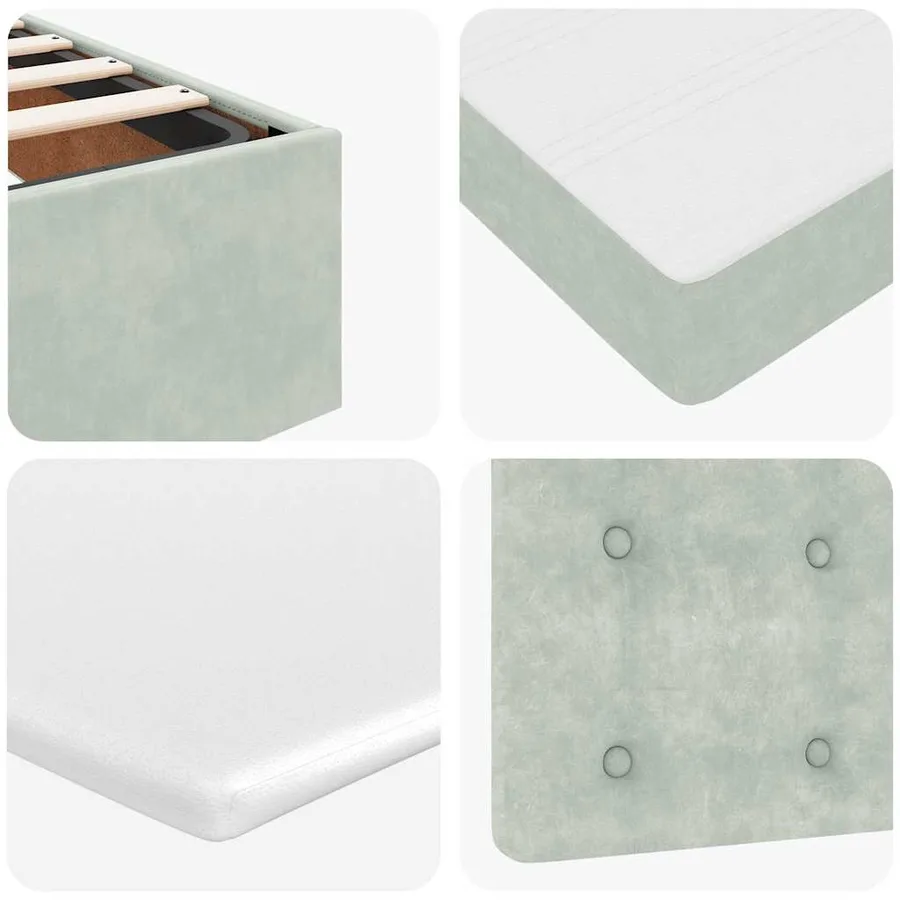 Cadre de lit ottoman et matelas gris clair 100x200 cm velours - 13