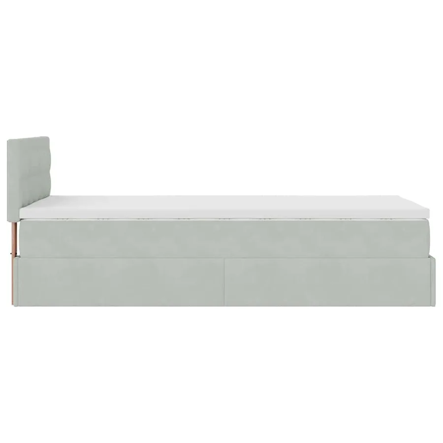 Cadre de lit ottoman et matelas gris clair 100x200 cm velours - 11