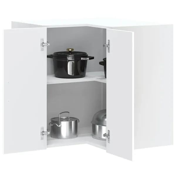 Armoire murale d'angle de cuisine Kalmar blanc bois ingénierie